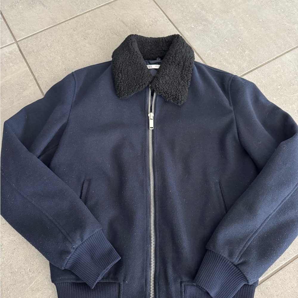 Zara navy bomber jacket